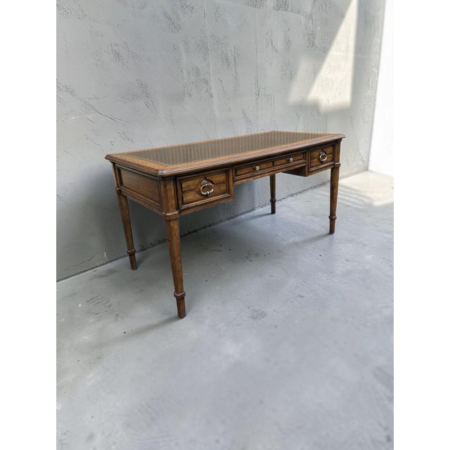 Vintage Hollywood Regency Sligh Lowry Leather Top Writing Desk For Sale In Washington DC - Image 6 of 15
