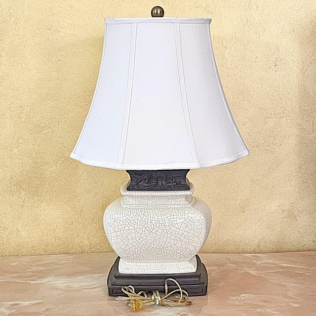 Mid-Century Modern Contemporary Oriental‑Style Crackle Glaze Ceramic Lamp – Ul Listed For Sale - Image 3 of 18