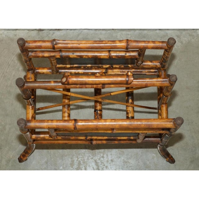 Movement Bamboo Carved Chinese Magazine Paper Rack, 1880s For Sale - Image 11 of 18