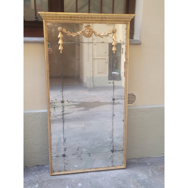 Wood Louis XVI Style Mirror in Carved Wood, 1890s For Sale - Image 7 of 11