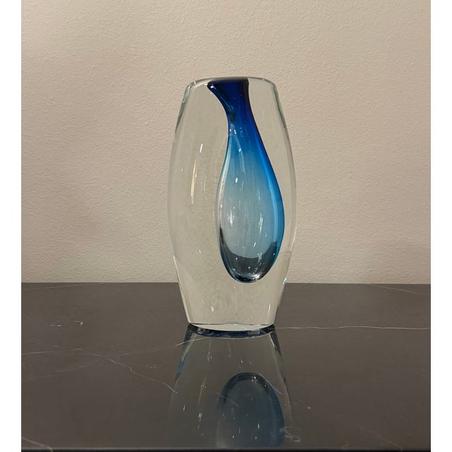 Contemporary Global Views “Offset” Vase – Small - Light Blue Polish Art Glass For Sale - Image 3 of 8