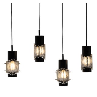 Scandinavian Ice Glass Pendant, 1960s, Set of 4 For Sale