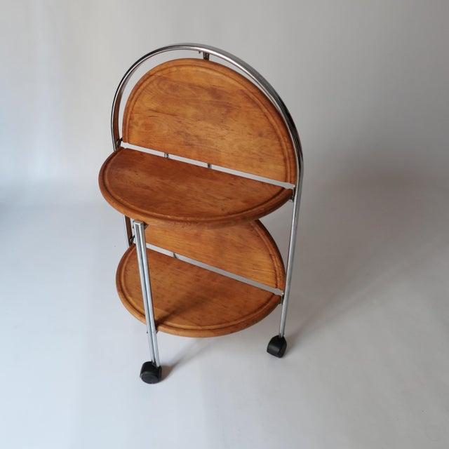 Vintage Folding Rolling Serving Cart in Wood, 1970s For Sale - Image 9 of 13