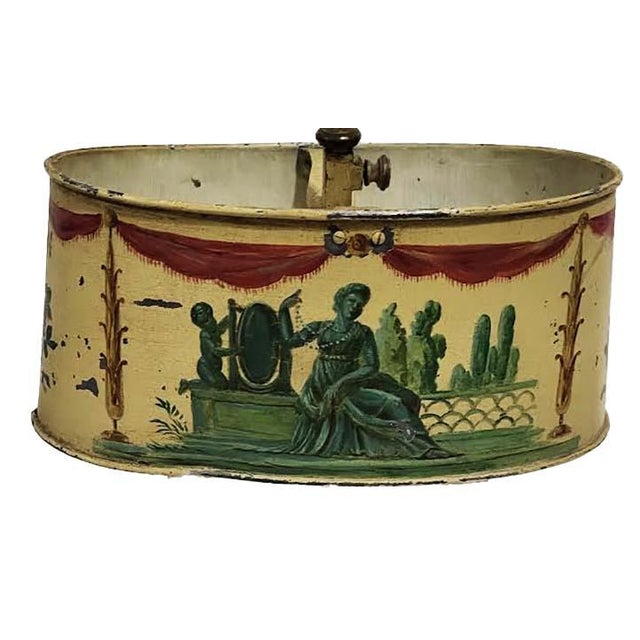 Metal 19th Century French Bouillotte Painted Tôle Lamp For Sale - Image 7 of 11