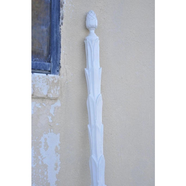 Vintage Hollywood Regency Faux Bois Bamboo Fretwork Tall Post King Bed Headboard For Sale - Image 4 of 11