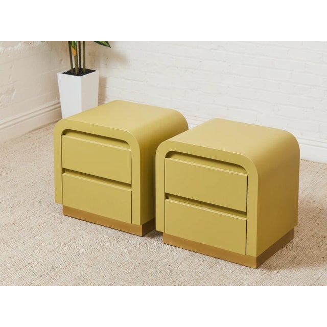 Mid 20th Century Mid 20th Century Yellow Sunshine Pair of Nightstands For Sale - Image 5 of 12