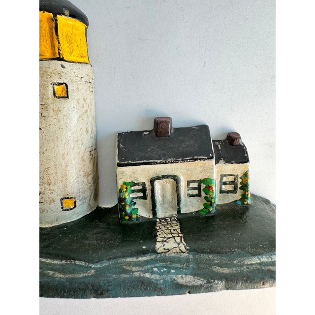 1940s Cast Iron Lighthouse With Keepers Cottage Door Stop For Sale - Image 4 of 6