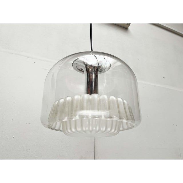 Mid-Century Modern Mid-Century Modern German Space Age Pendant Lamp in Chrome and Glass from Peill & Putzler, 1960s For Sale - Image 3 of 18