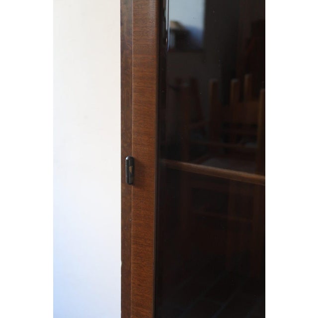 Glazed Walnut Bookcase with Stepped Plinth Base, 1960s For Sale - Image 10 of 18