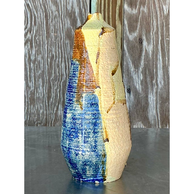 Late 20th Century Vintage Boho Original Studio Pottery Vase For Sale - Image 5 of 9