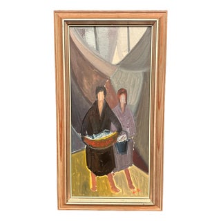 Erik Lo, Figures, 1950s, Oil on Canvas, Framed For Sale
