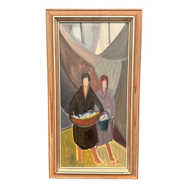 Erik Lo, Figures, 1950s, Oil on Canvas, Framed For Sale