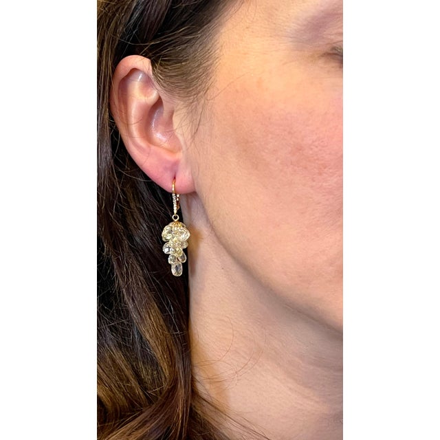 27 Carat Diamond Briolettes Hanging Drop Earrings 18 Karat Yellow Gold For Sale - Image 13 of 18