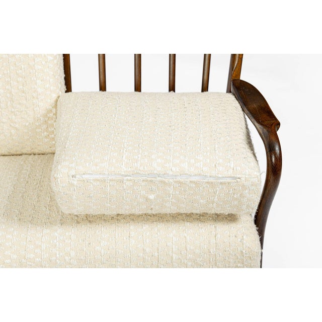 Danish Modern Solid Walnut Spindle Back Sofa in Schumacher Fabric, Circa 1960 For Sale - Image 18 of 18