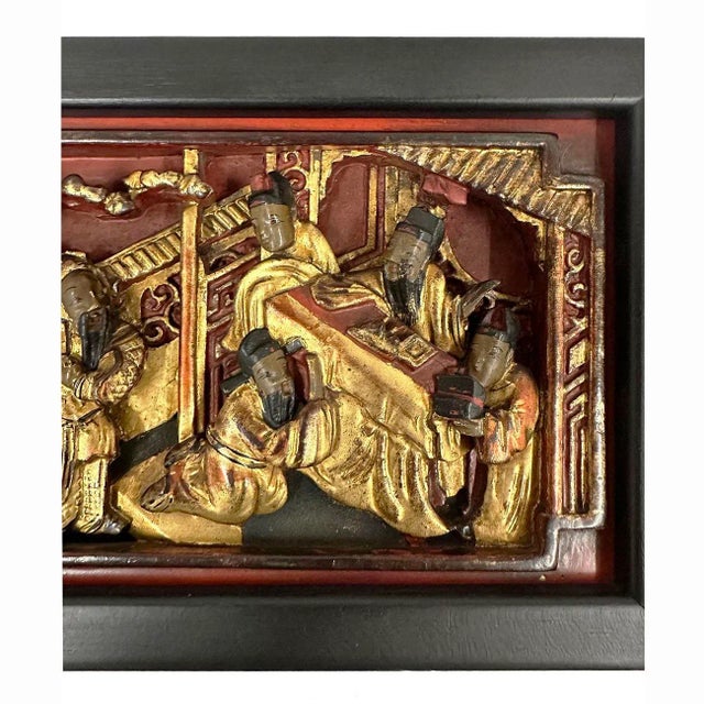 19th Century Chinese 3d Carving Wood Panels Hanging Architectural Element, Set of 3 For Sale In Los Angeles - Image 6 of 13