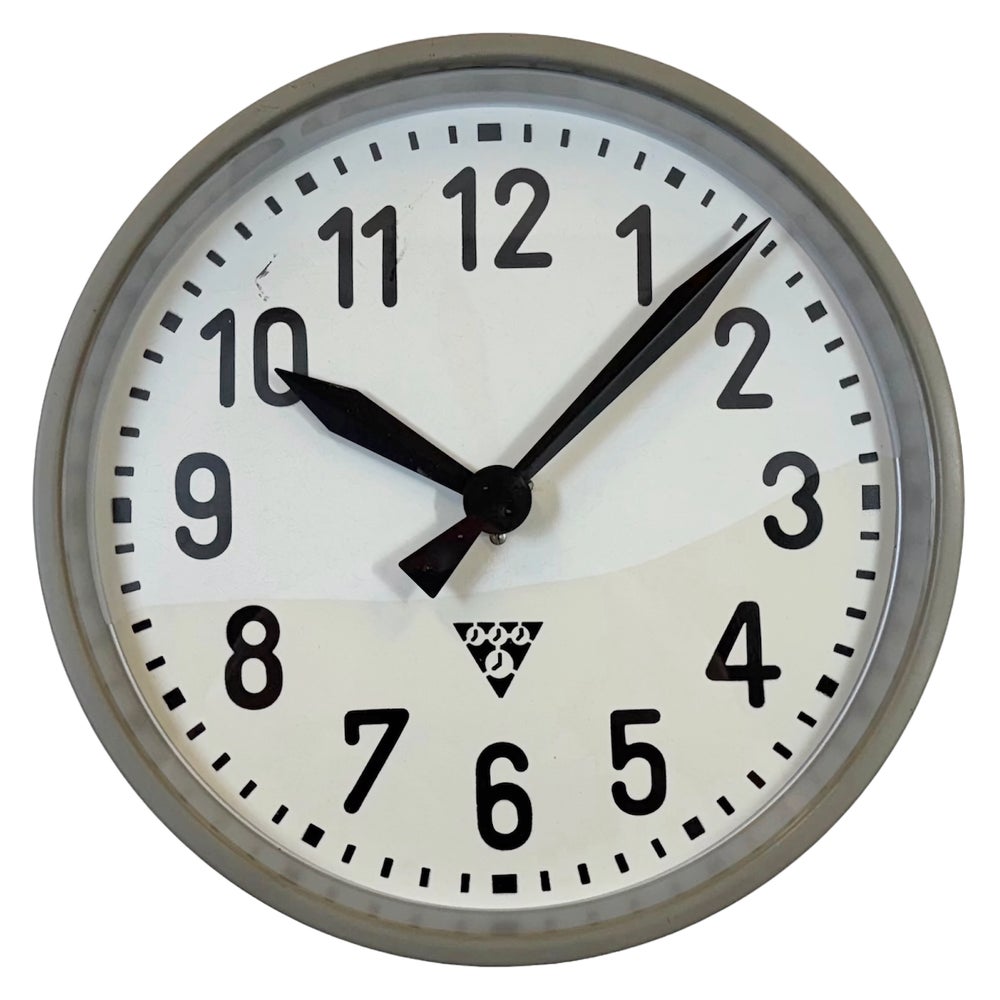 Industrial Factory Wall Clock from Pragotron, 1960s | Chairish