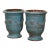 Pair of French Turquoise Glazed Terracotta Planters by La Madeleine in Anduze For Sale