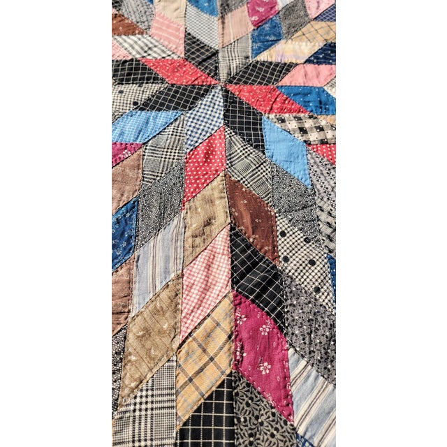 Textile 19thc Collide-Scope Star Quilt For Sale - Image 7 of 7