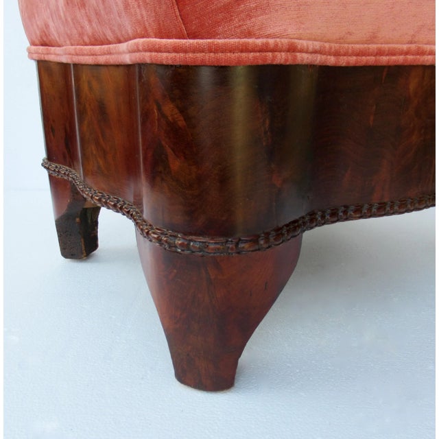 Wood Late C.1870's-C.1910's Victorian "A. P. Stevens," Custom Burl Wood Ottoman With Chenille Textile For Sale - Image 7 of 13
