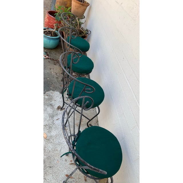 1960s Vintage Painted Wrought Iron Garden Chairs, Set of 4 For Sale - Image 9 of 12