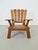 Brutalist Wood Armchair with Brown Leather Upholstery, Germany, 1960s For Sale - Image 9 of 15