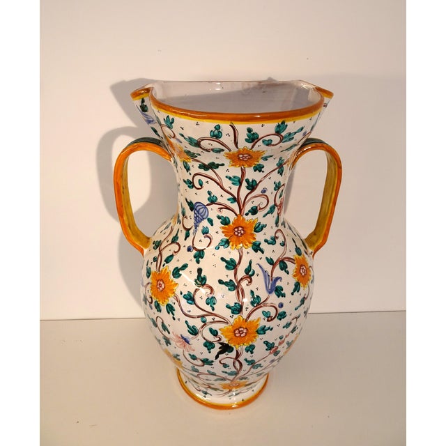 Italian Vase Majolica Ceramic from Proffessor Alfredo Santarelli, Perugia, Italy, 1950s, in Very Good conditions. Designed...