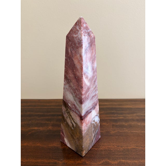 Stone Neoclassical Solid Marble Red and Brown Obelisk For Sale - Image 7 of 9