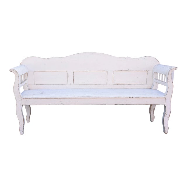 Painted Pine and Oak Bench or Settle, Circa 1890 For Sale