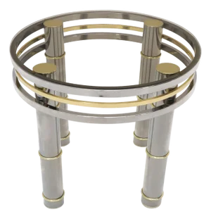 Late 20th Century Chrome Brass Smoked Glass Round Side Table Stand