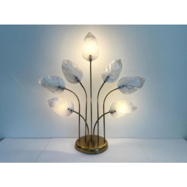 1970s Mother of Pearl Lucite Leaves Lamp, C1970 For Sale - Image 5 of 12