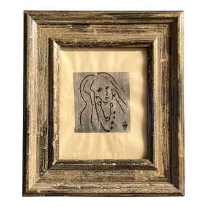 Contemporary Original Judy Henn Abstract Female Portrait on Silver Leaf Framed