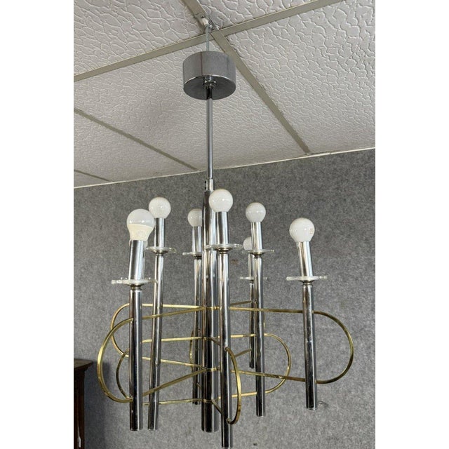 Vintage Eight-Light Chandelier by Gaetano Sciolari, 1970s For Sale - Image 4 of 8