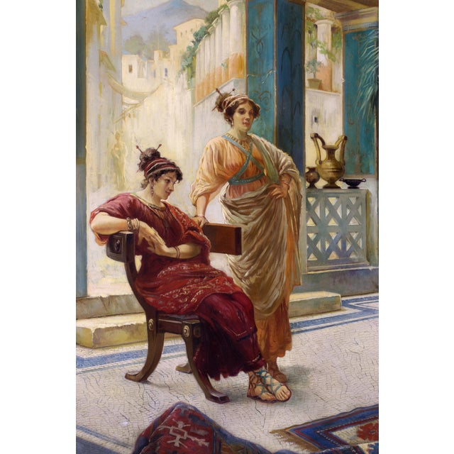 Angelo Granati, Rug Merchant in a Pompeian Interior, Oil on Canvas, Framed For Sale - Image 3 of 7