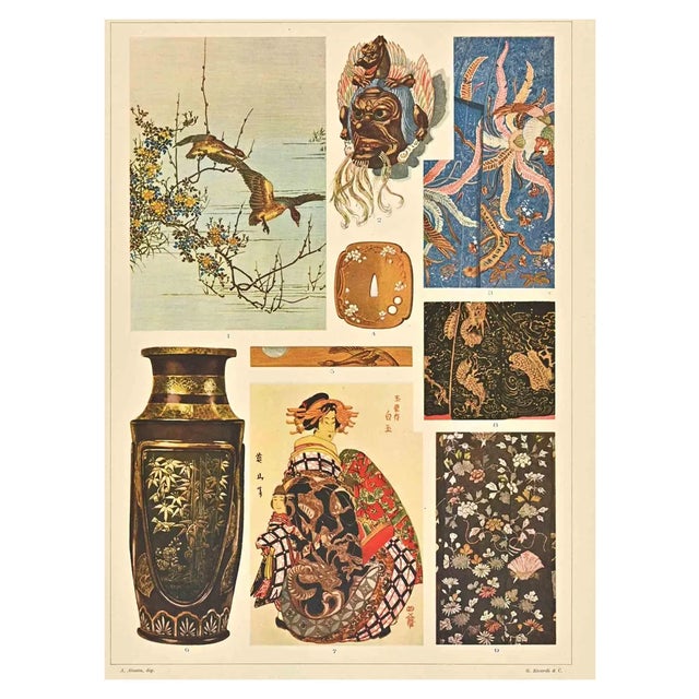 A. Alessio, Decorative Motifs: Japanese, Chromolithograph, Early 20th Century For Sale