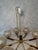 Vintage 8-Arm Chandelier with Textured Glass Shades and Wooden Elements, 1970s For Sale - Image 6 of 12