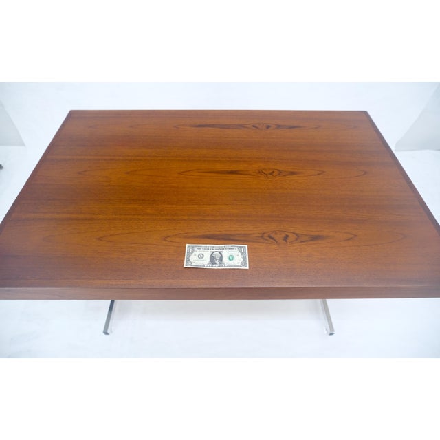 Danish Mid Century Modern Teak Top Chrome Legs Folding Desk Mint For Sale - Image 9 of 12