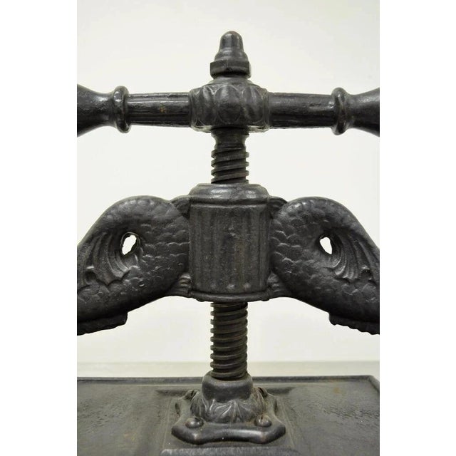 Antique 19th C. Cast Iron Classical Figural Dolphin Victorian Book Press For Sale In Philadelphia - Image 6 of 12