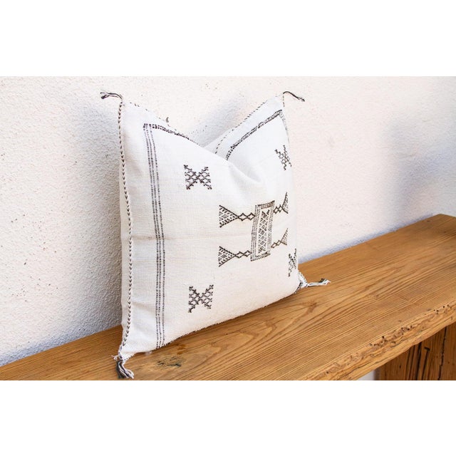 Frost White Cactus Silk Moroccan Pillow For Sale - Image 4 of 8