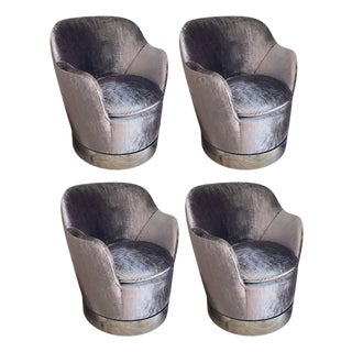Set of Four J. Robert Scott Swivel Barrel Lounge Chairs. u.s.a. Mid-20th Century For Sale