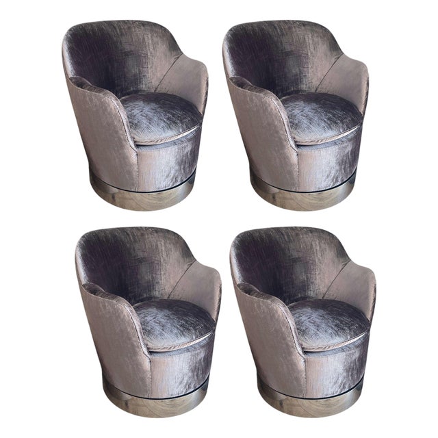 Set of Four J. Robert Scott Swivel Barrel Lounge Chairs. u.s.a. Mid-20th Century For Sale