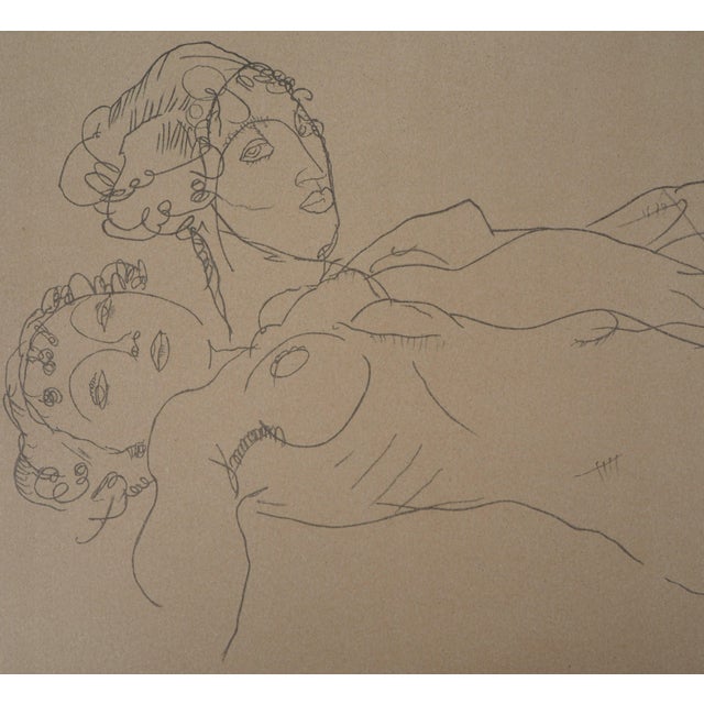 Modern After Egon Schiele, Reclining Nude Women, Lithograph For Sale - Image 3 of 7