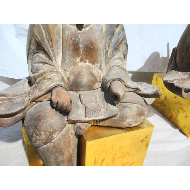 Edo Shinto Wooden Priests Circa 1850s Japan - A Pair of 2 For Sale In New York - Image 6 of 17