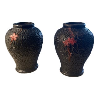 2 Antique Japanese Takanabe Decorative Pots For Sale