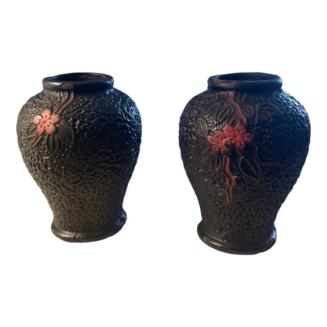 2 Antique Japanese Takanabe Decorative Pots For Sale