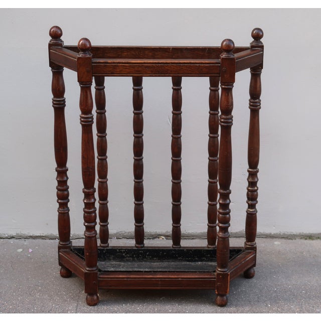 Wood French Art Deco 1920 Umbrella Holder For Sale - Image 7 of 10