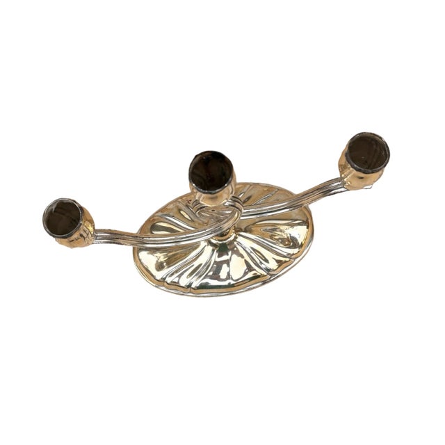 Three-Armed, Plated Candlestick, Germany, 1940s. For Sale - Image 4 of 12