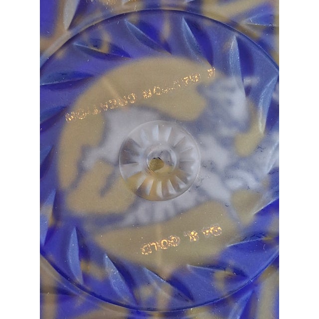 Vintage A. Barton Creation 24k Gold & Cobalt Blue Glass Seder Plate - 13.25" For Sale - Image 13 of 16