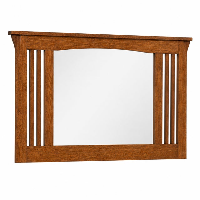 Wood Mission Oak Dresser With Mirror For Sale - Image 7 of 7