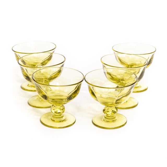 Mid-Century Modern Viking Glass Stemmed Lime Dessert Cups - Set of 6 For Sale - Image 3 of 4