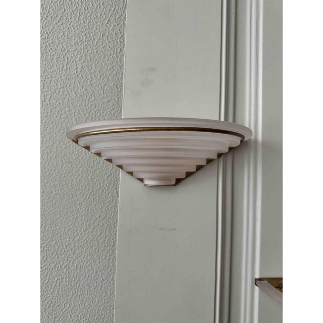 Art Deco Sconces in Brass and Frosted Glass, Portugal, 1940s, Set of 2 For Sale - Image 14 of 16